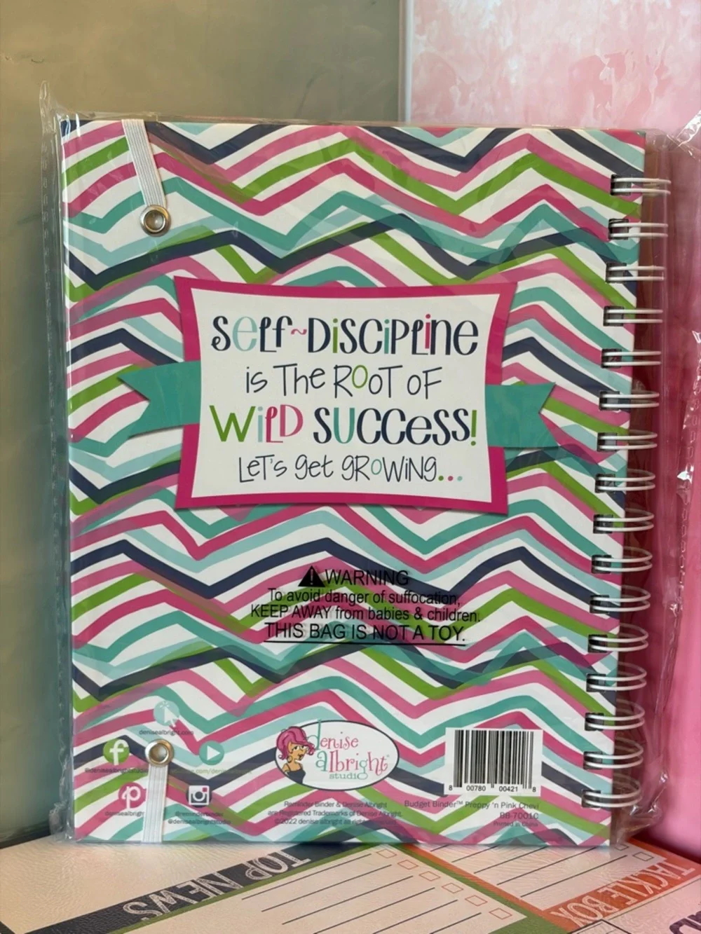 Budget Binder Spiral Notebook - Pink Green Blue Chevron